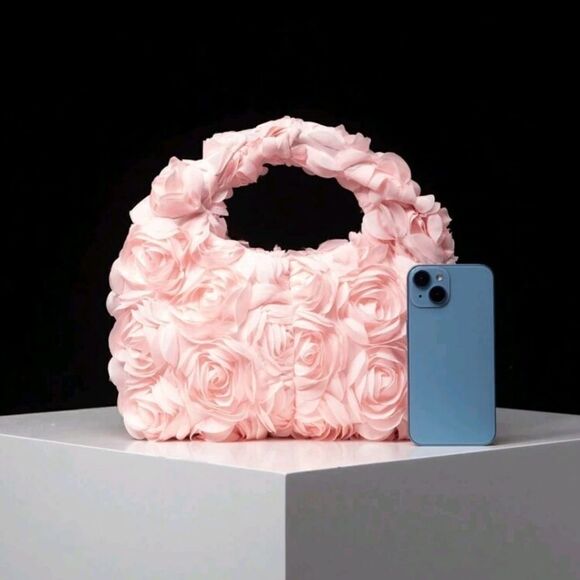 Elegant Pink Floral Handbag - Picture 7 of 8